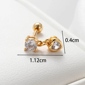 1 Piece Simple Series Classic Heart Copper  Gold Color Zircon Women's Dangle Earrings h5 